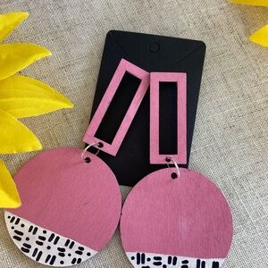 Pink Geometric Statement Earrings